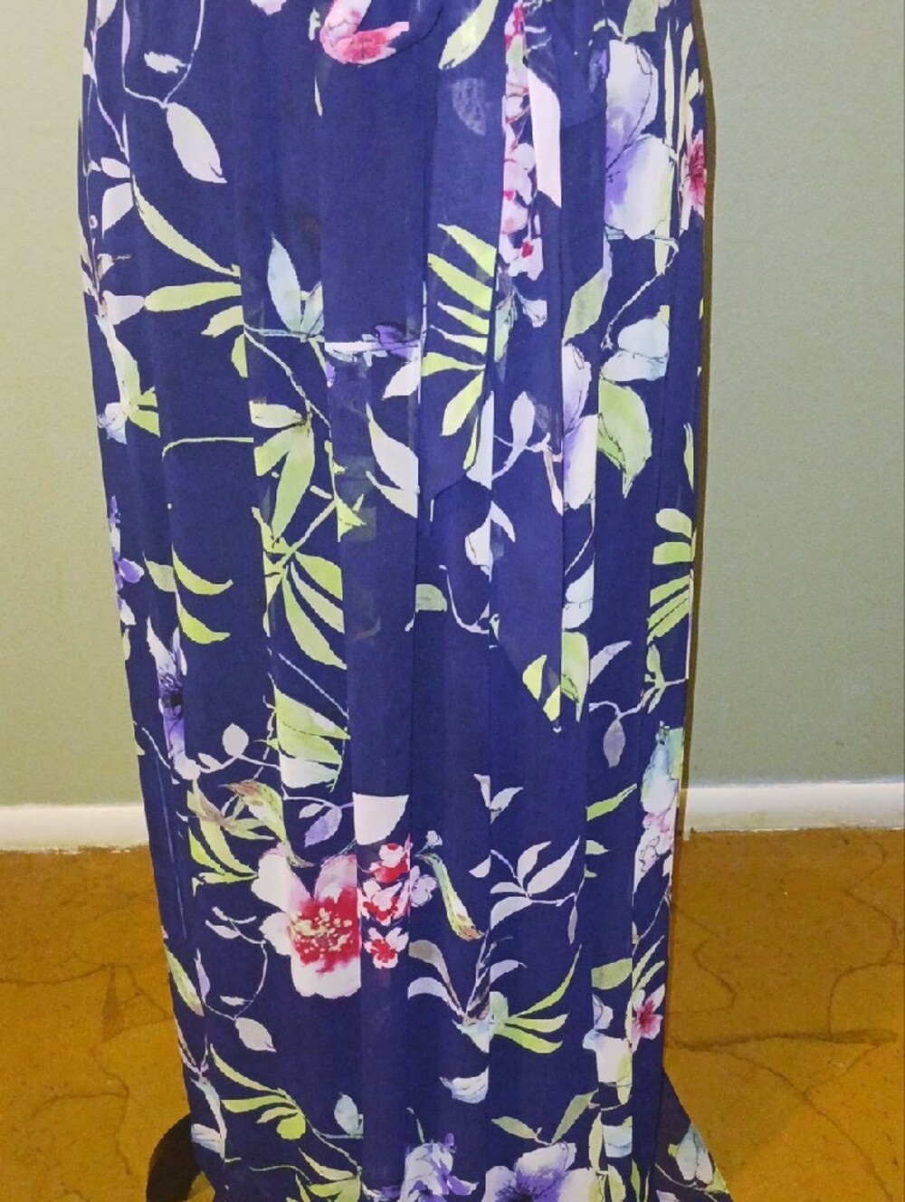 Chaps Navy Bodice Navy Floral Maxi Dress - Picture 5 of 7
